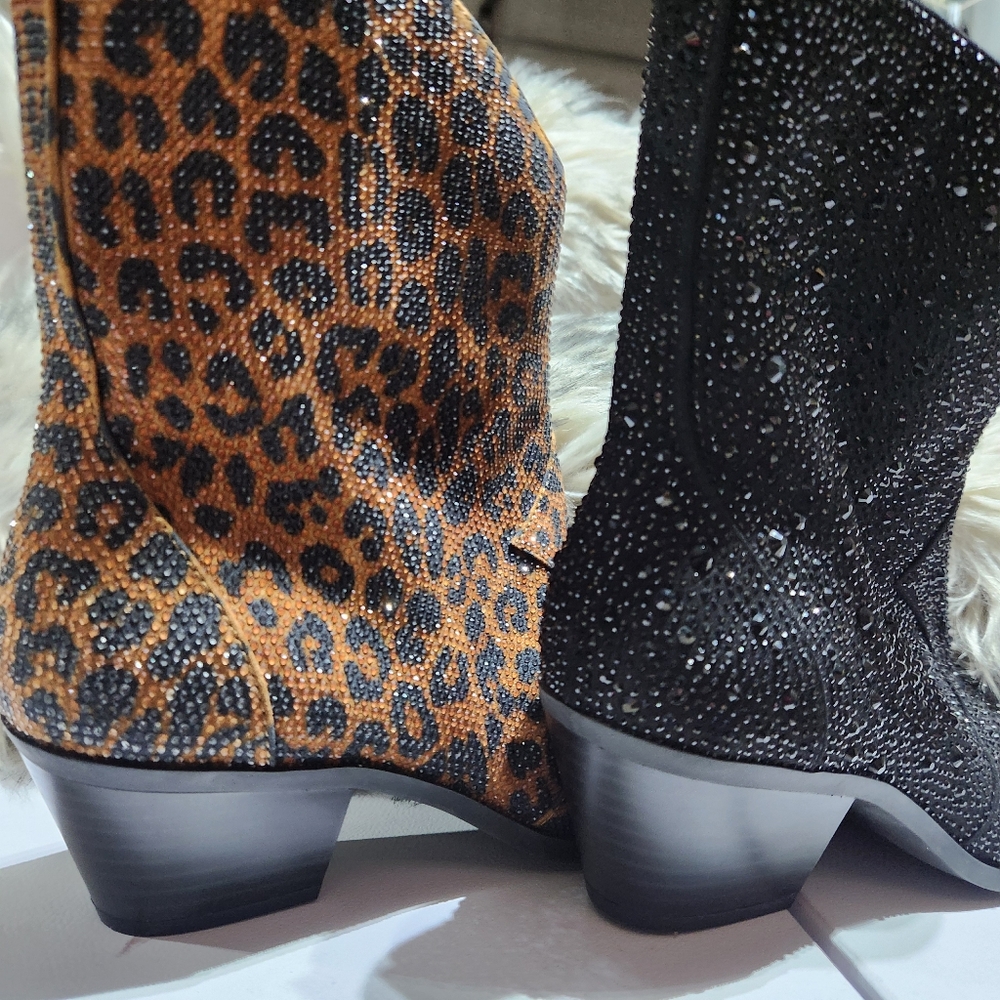 New Jessica Simpson NWOT Leopard  or Black Sparkle bling boots